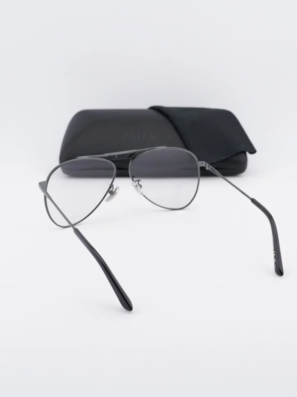Balenciaga BB0244S 004 Aviator Sunglasses - Gunmetal / Light Grey